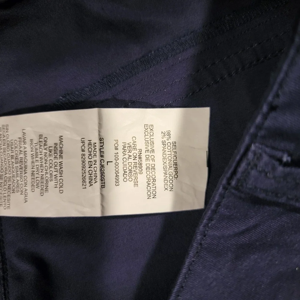 Copper Key Mini Skirt Women's Large Navy‎ Blue Button Front Casual Cotton Summer